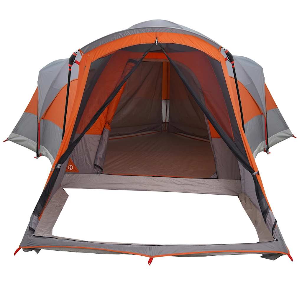 vidaXL Family Tent Tunnel 8-Person Grey and Orange Waterproof