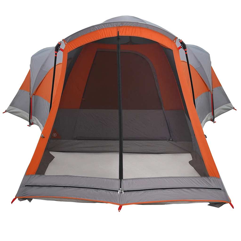 vidaXL Family Tent Tunnel 8-Person Grey and Orange Waterproof