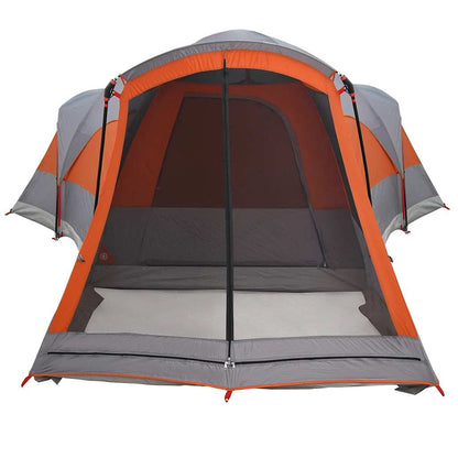 vidaXL Family Tent Tunnel 8-Person Grey and Orange Waterproof
