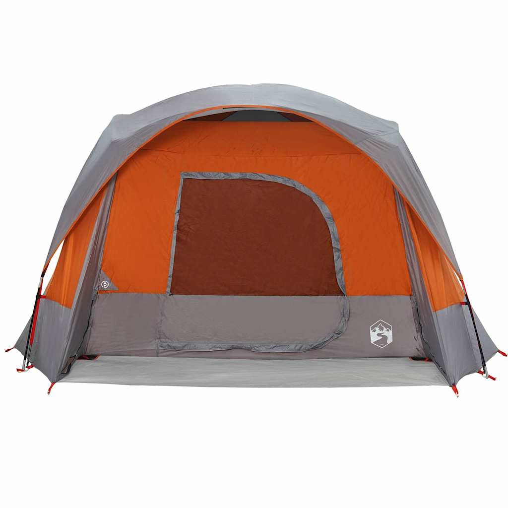 vidaXL Family Tent Cabin 6-Person Grey and Orange Waterproof