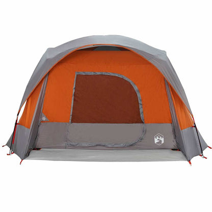 vidaXL Family Tent Cabin 6-Person Grey and Orange Waterproof
