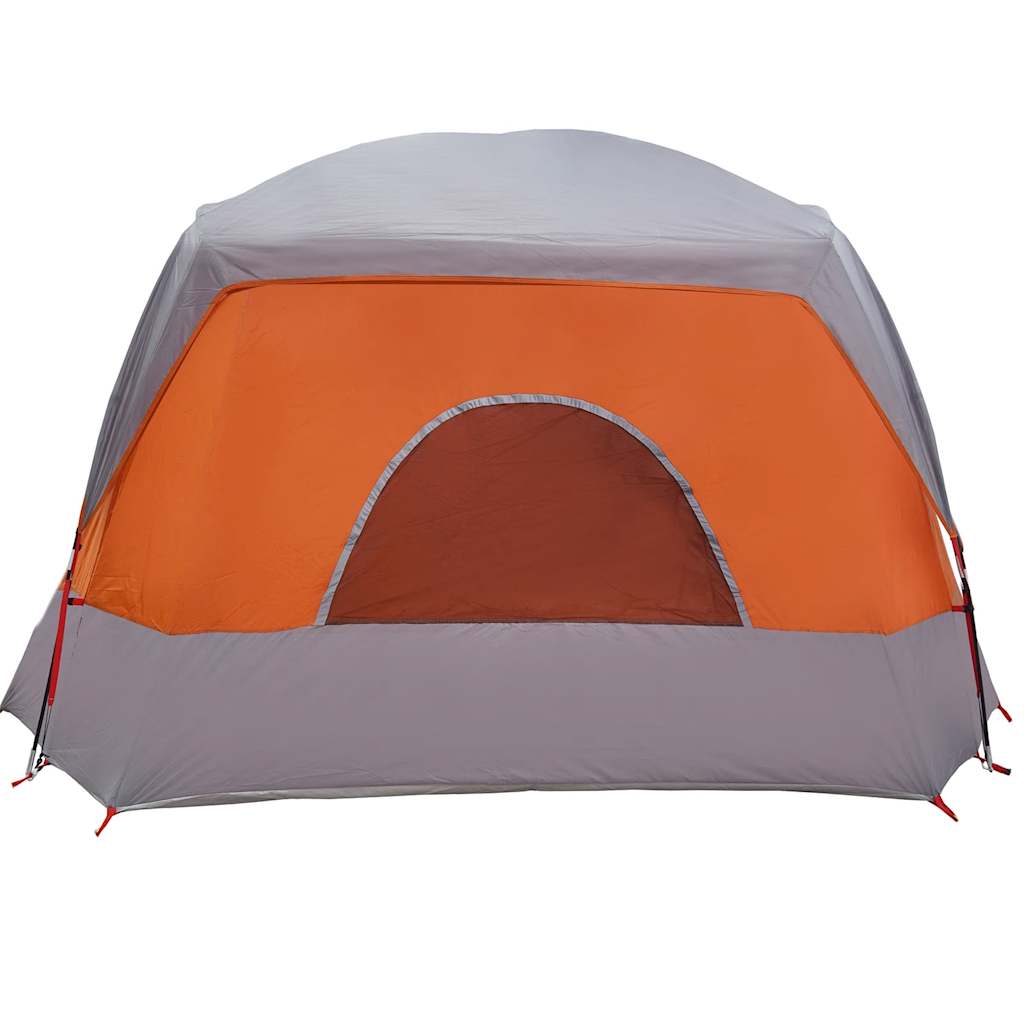 vidaXL Family Tent Cabin 6-Person Grey and Orange Waterproof