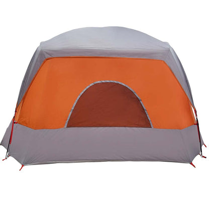 vidaXL Family Tent Cabin 6-Person Grey and Orange Waterproof