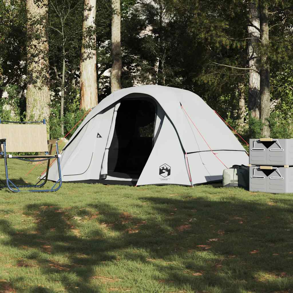 vidaXL Camping Tent Cabin 4-Person White Blackout Fabric Waterproof