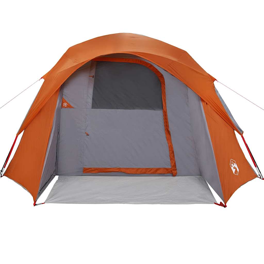 vidaXL Family Tent Cabin 6-Person Grey and Orange Waterproof