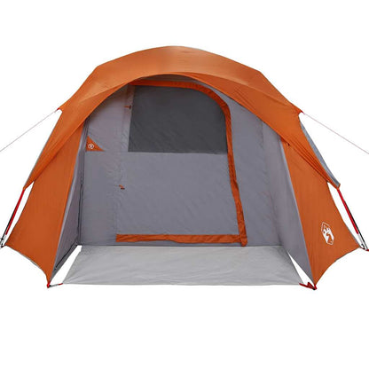 vidaXL Family Tent Cabin 6-Person Grey and Orange Waterproof