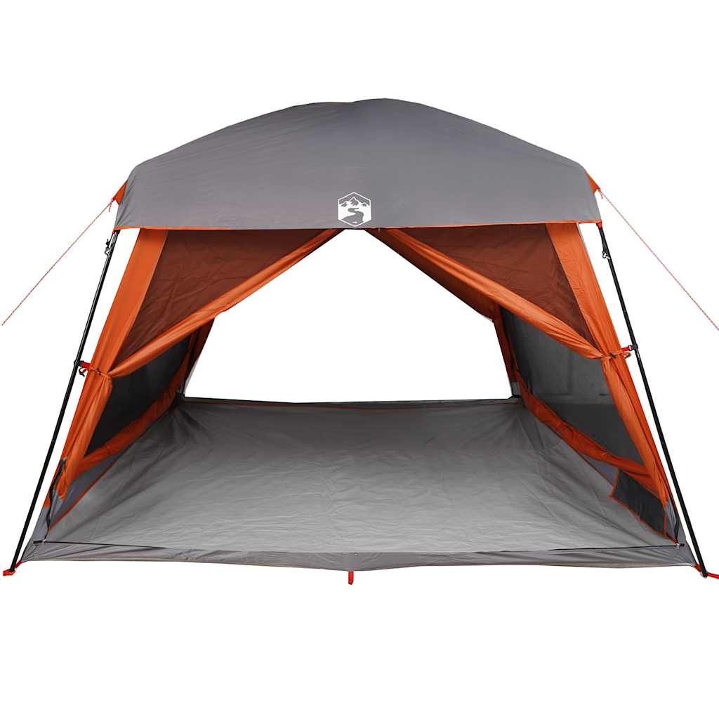 vidaXL Family Tent Cabin 6-Person Grey and Orange Waterproof