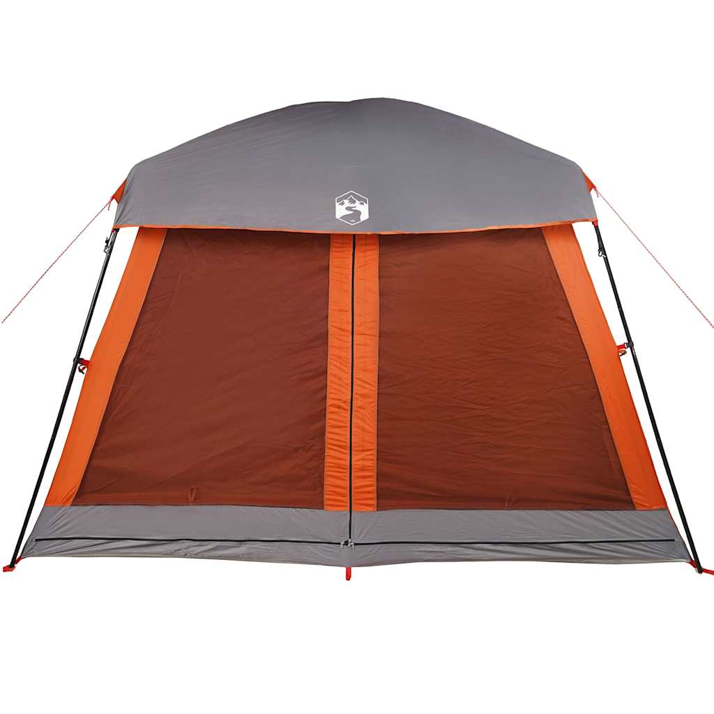 vidaXL Family Tent Cabin 6-Person Grey and Orange Waterproof