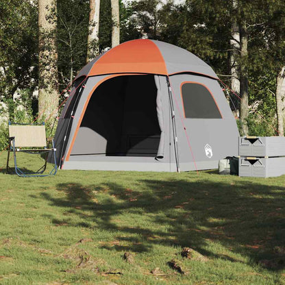 vidaXL Family Tent Igloo 6-Person Grey and Orange Waterproof