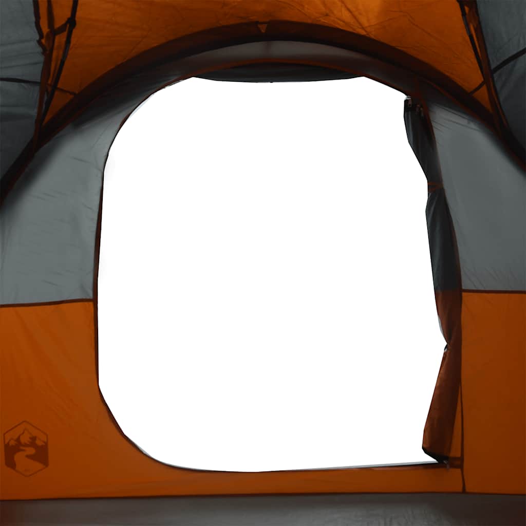 vidaXL Family Tent Tunnel 6-Person Grey and Orange Waterproof