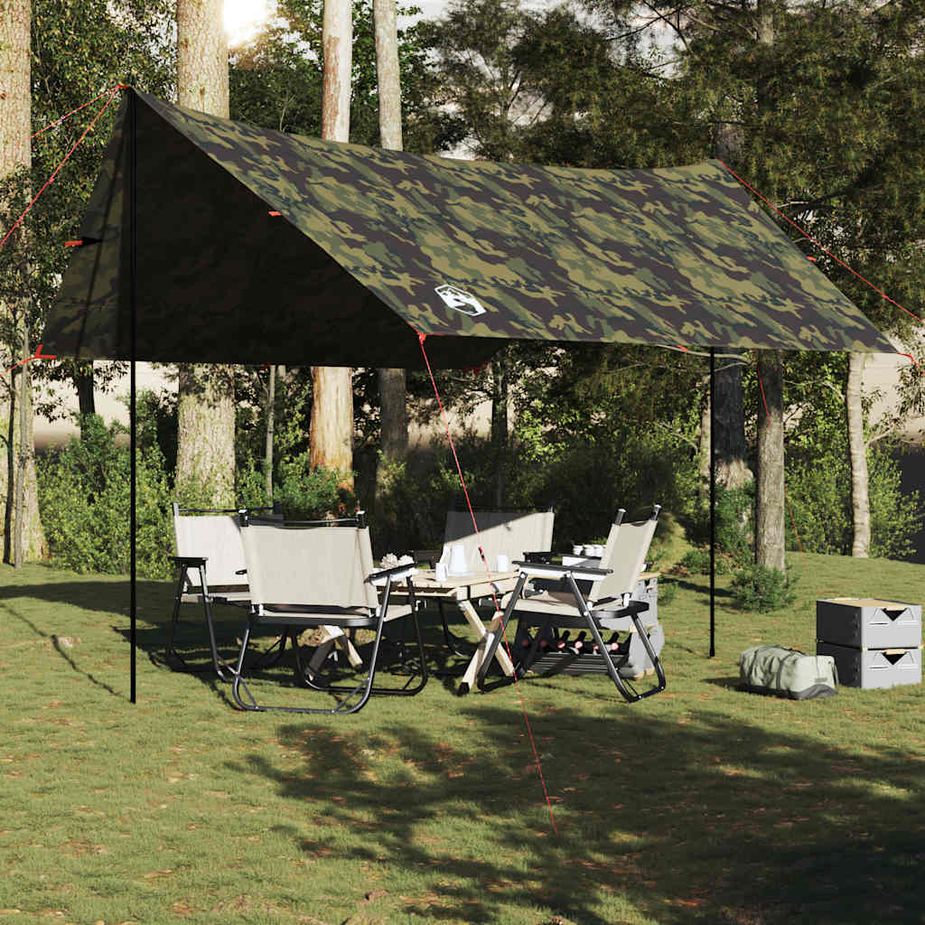 vidaXL Camping Tarp Camouflage 438x376x212 cm Waterproof