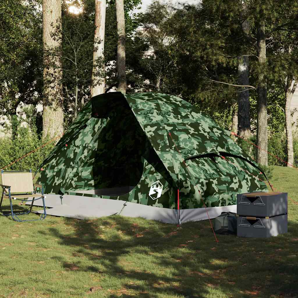 vidaXL Camping Tent Dome 4-Person Camouflage Waterproof