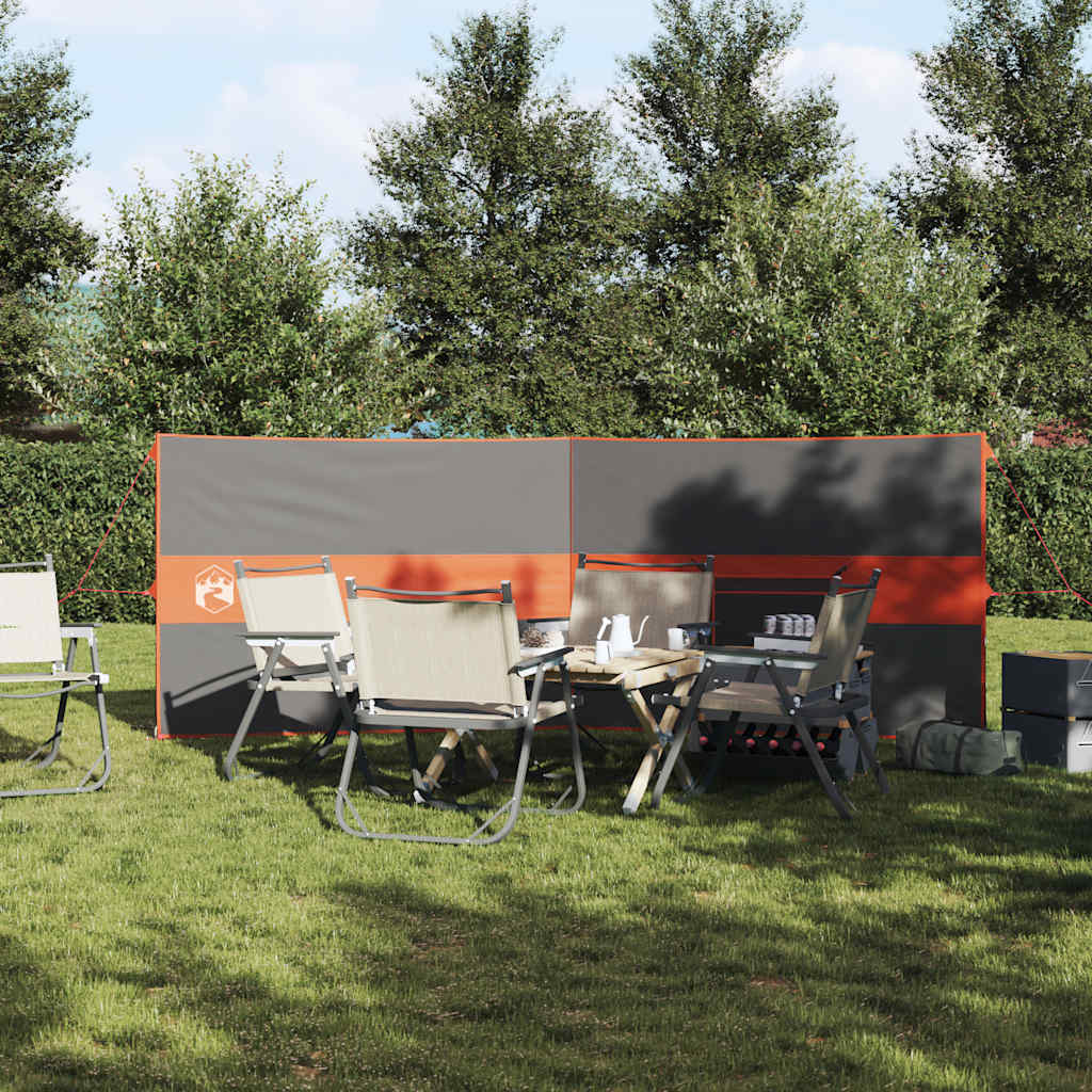 vidaXL Camping Windbreak Grey and Orange 344x120 cm Waterproof