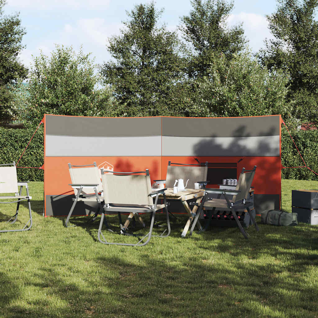 vidaXL Camping Windbreak Grey and Orange 340x130 cm Waterproof