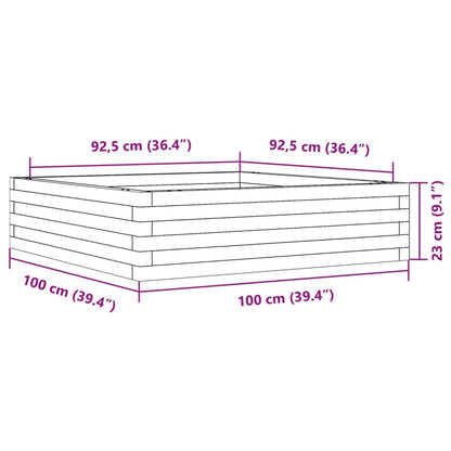 vidaXL Garden Planter Wax Brown 100x100x23 cm Solid Wood Pine