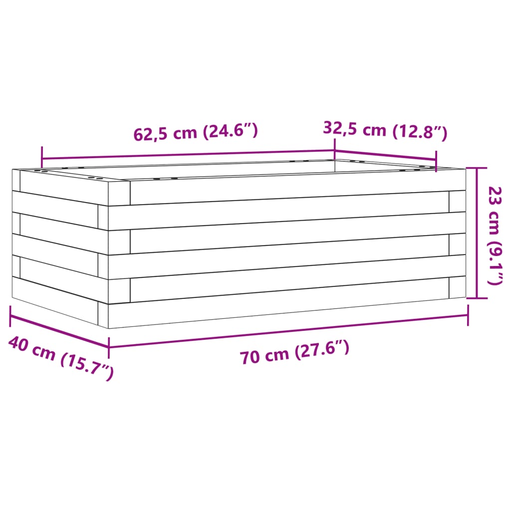 vidaXL Garden Planter Wax Brown 70x40x23 cm Solid Wood Pine