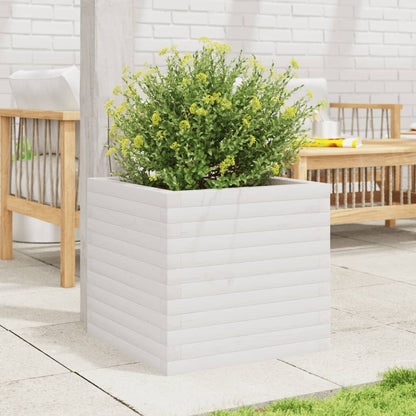vidaXL Garden Planter White 50x50x45,5 cm Solid Wood Pine