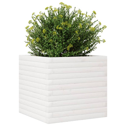 vidaXL Garden Planter White 50x50x45,5 cm Solid Wood Pine