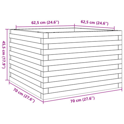 vidaXL Garden Planter Wax Brown 70x70x45,5 cm Solid Wood Pine