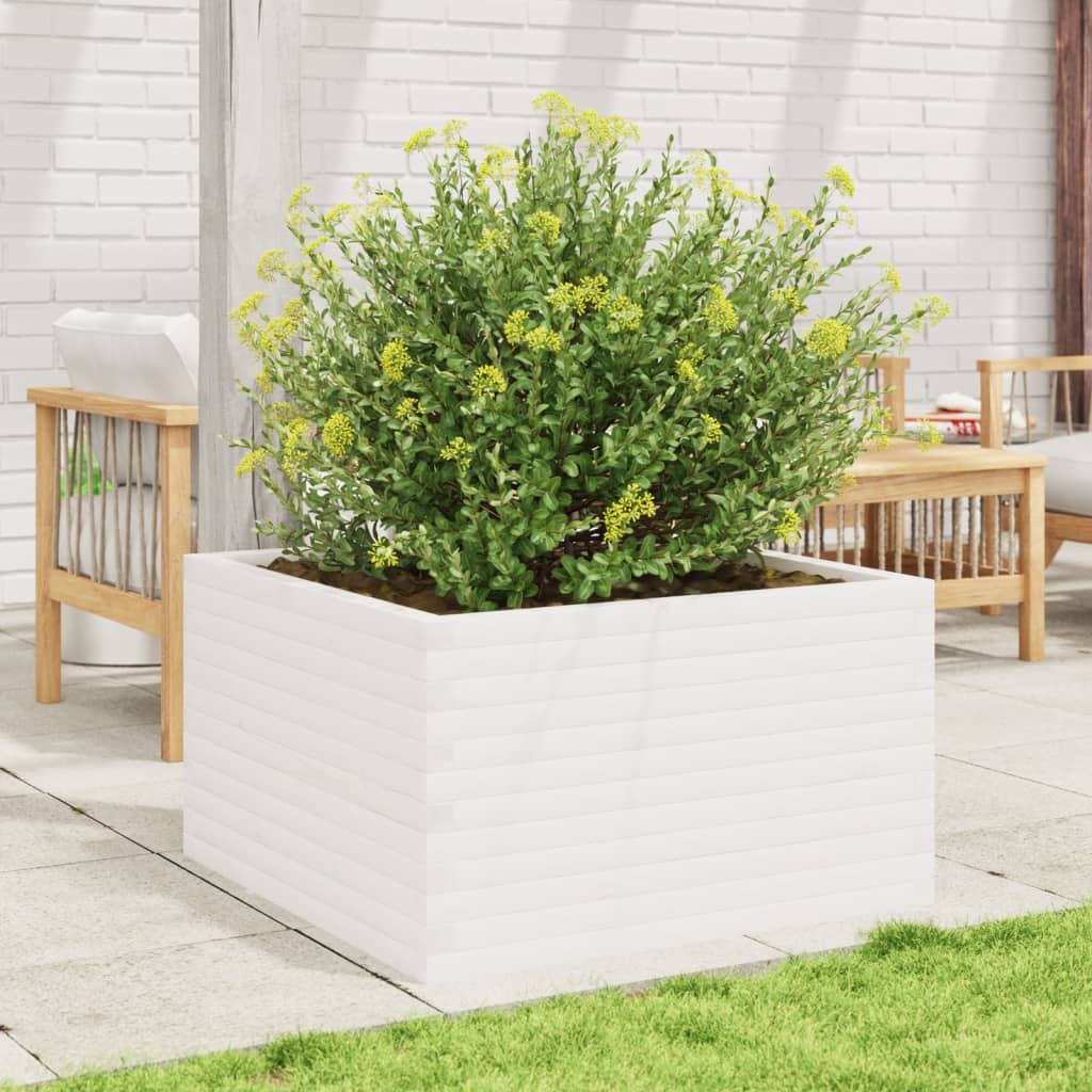 vidaXL Garden Planter White 80x80x45,5 cm Solid Wood Pine