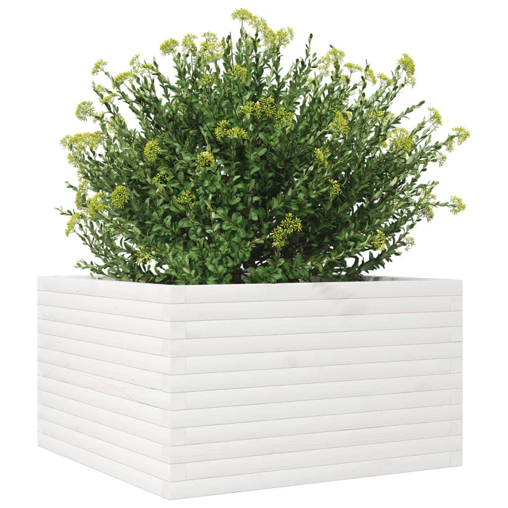 vidaXL Garden Planter White 80x80x45,5 cm Solid Wood Pine