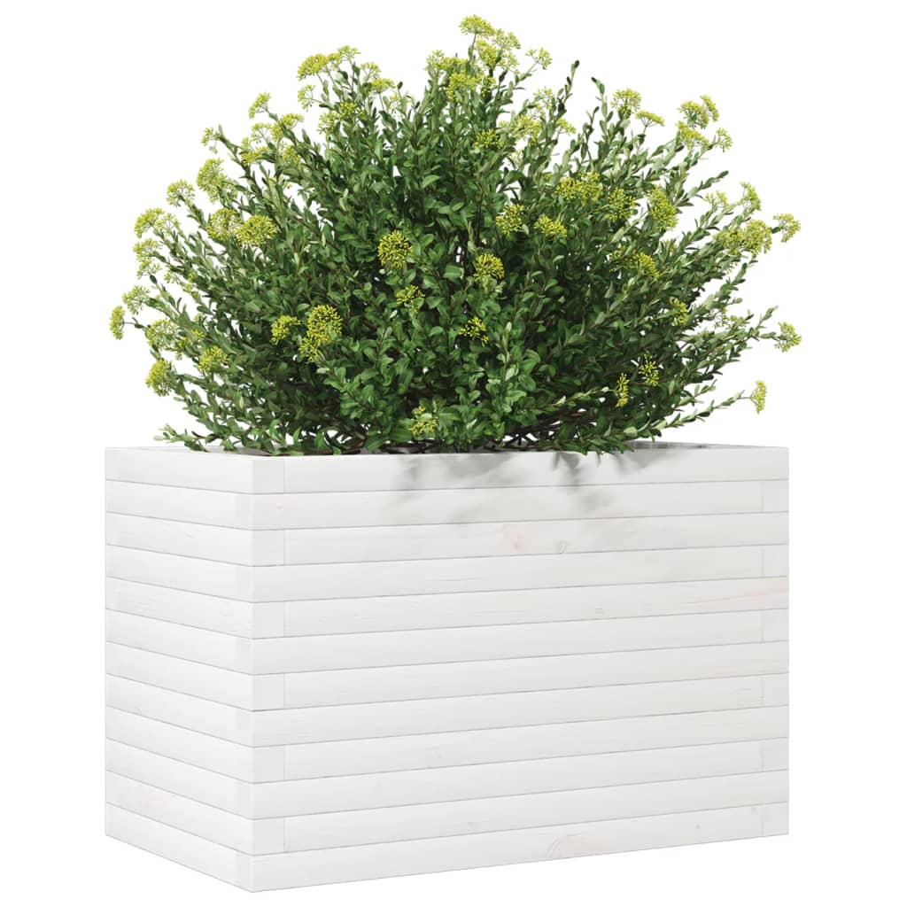 vidaXL Garden Planter White 70x40x45,5 cm Solid Wood Pine