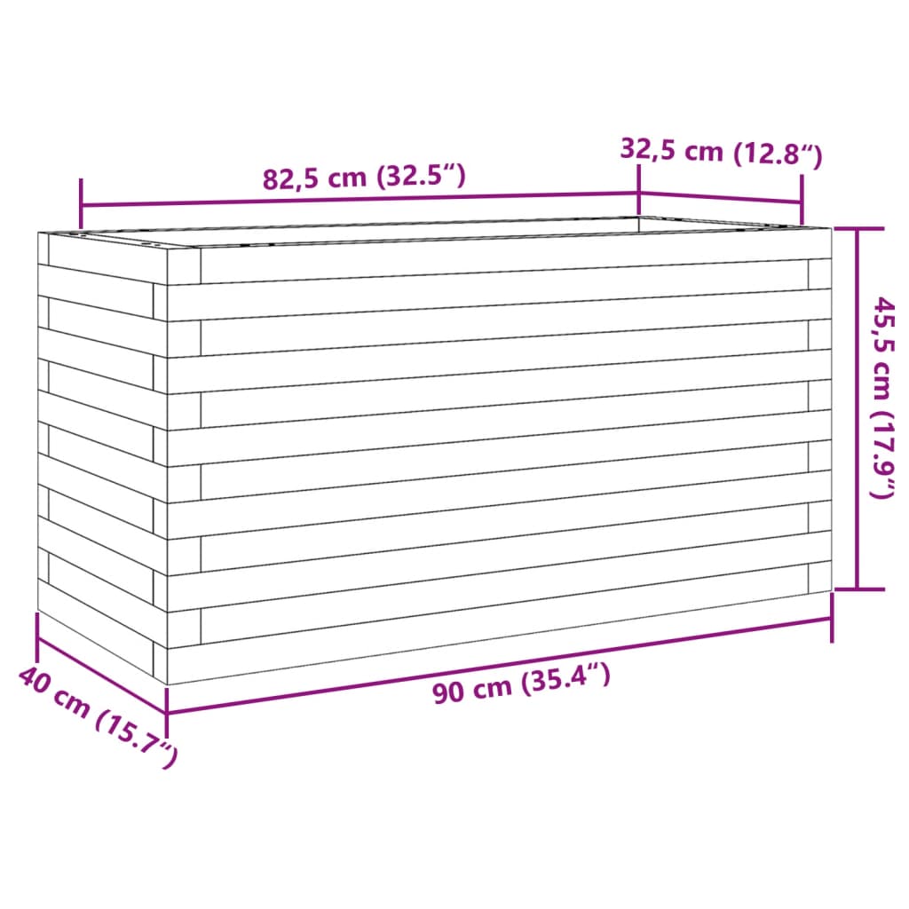 vidaXL Garden Planter 90x40x45,5 cm Solid Wood Pine