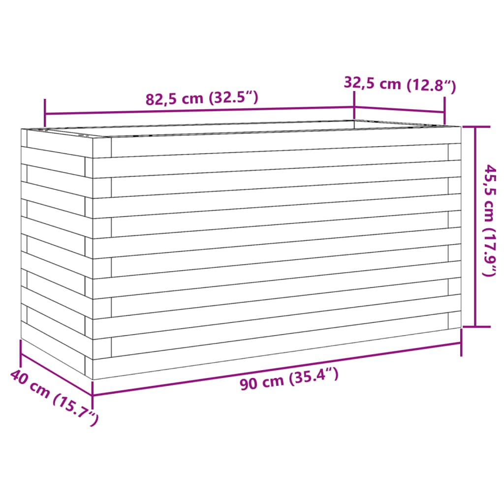 vidaXL Garden Planter Wax Brown 90x40x45.5 cm Solid Wood Pine