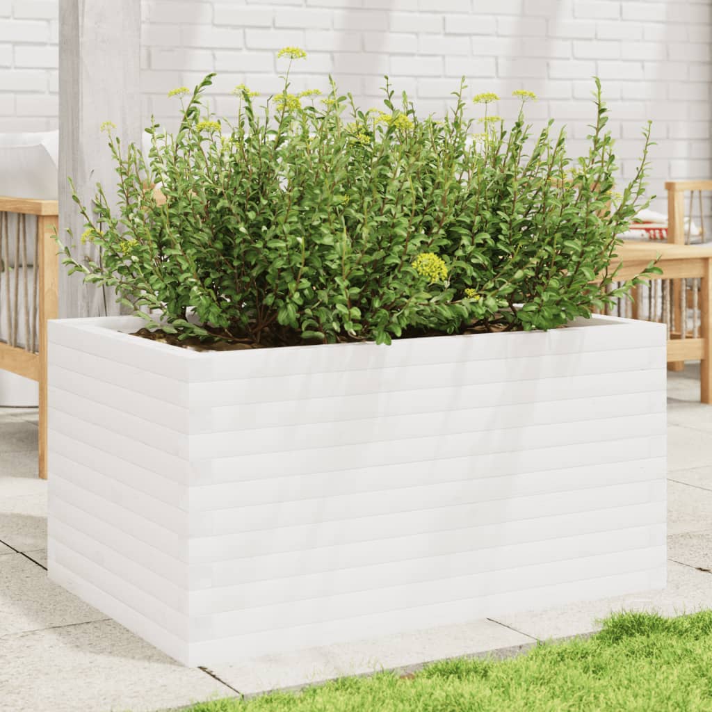 vidaXL Garden Planter White 90x60x45,5 cm Solid Wood Pine