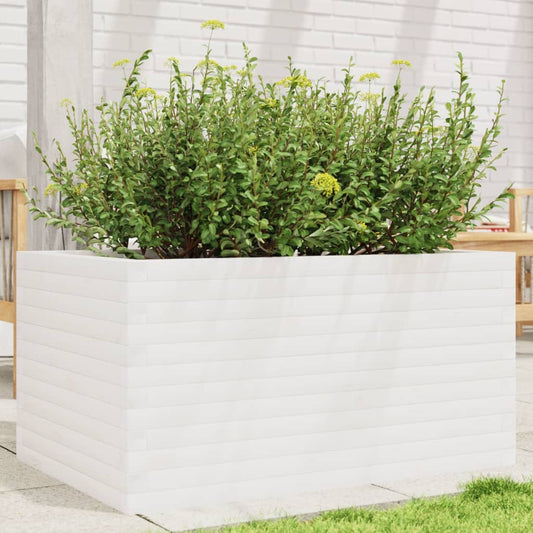 vidaXL Garden Planter White 90x60x45,5 cm Solid Wood Pine