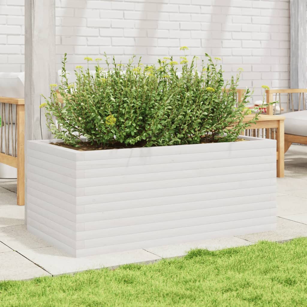 vidaXL Garden Planter White 110x60x45,5 cm Solid Wood Pine