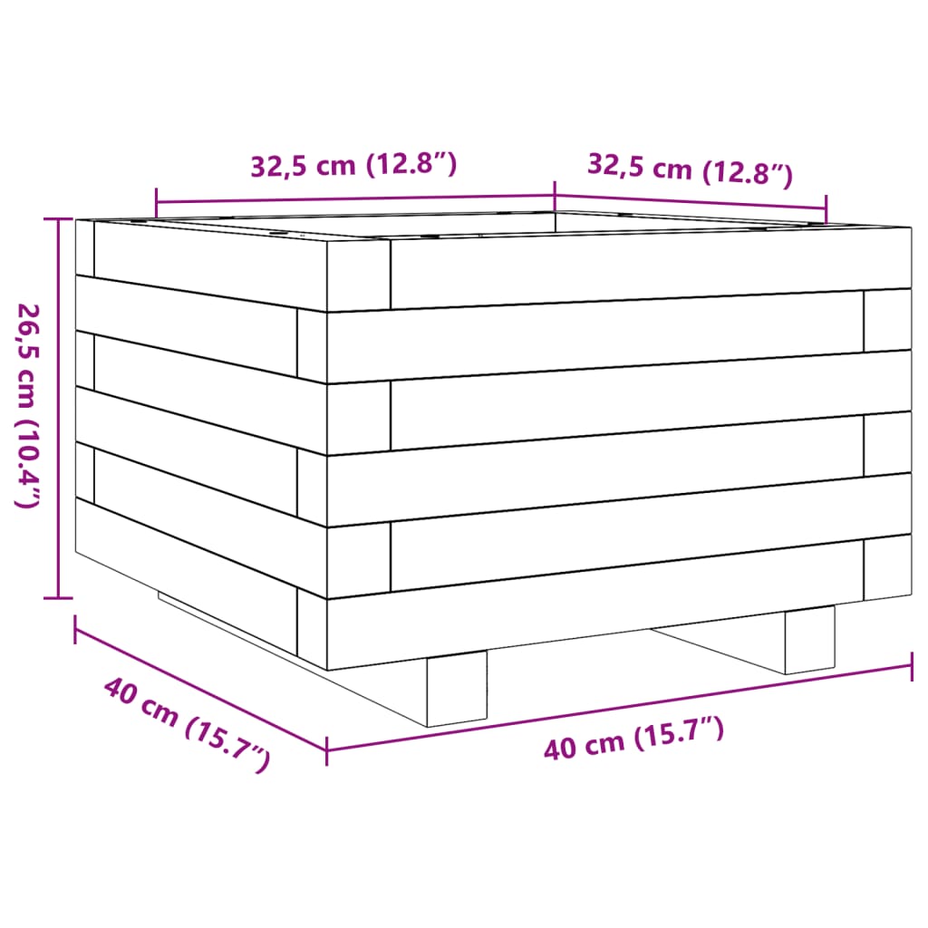 vidaXL Garden Planter 40x40x26.5 cm Solid Wood Pine