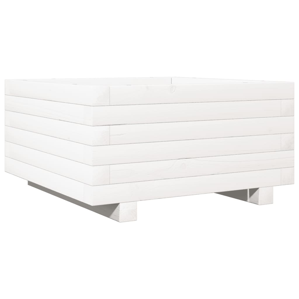 vidaXL Garden Planter White 50x50x26,5 cm Solid Wood Pine