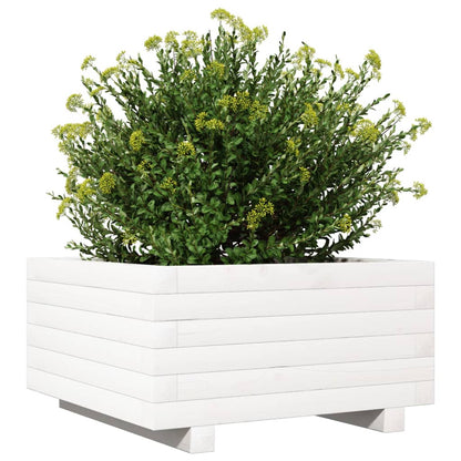 vidaXL Garden Planter White 50x50x26,5 cm Solid Wood Pine