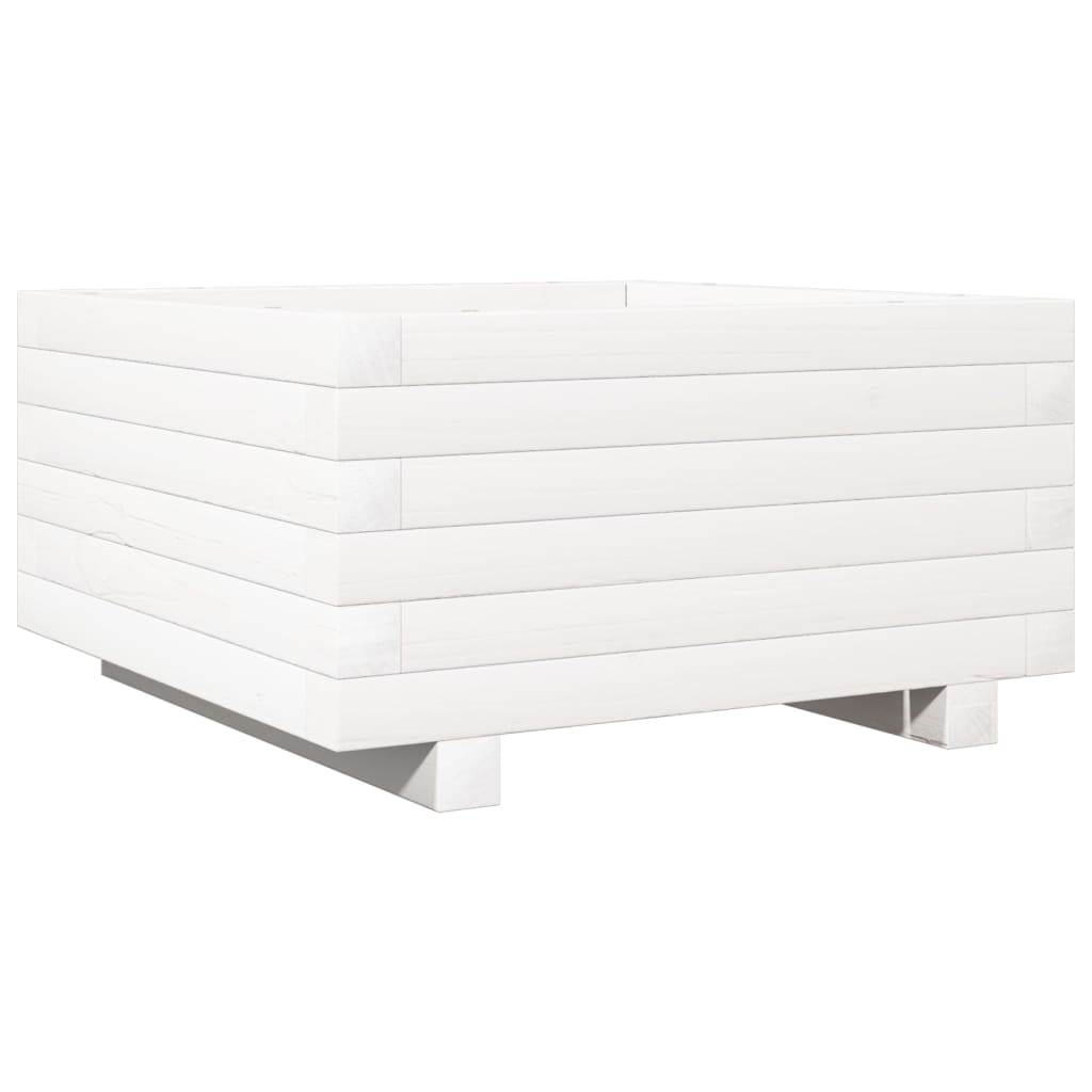 vidaXL Garden Planter White 50x50x26,5 cm Solid Wood Pine