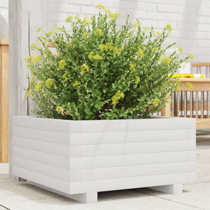 vidaXL Garden Planter White 50x50x26,5 cm Solid Wood Pine