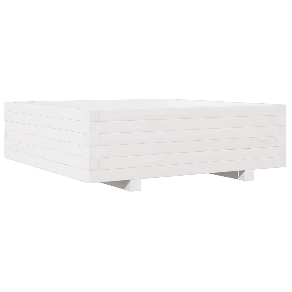 vidaXL Garden Planter White 80x80x26,5 cm Solid Wood Pine
