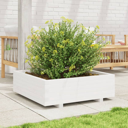 vidaXL Garden Planter White 80x80x26,5 cm Solid Wood Pine