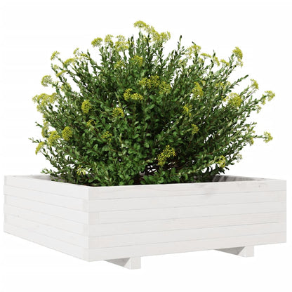 vidaXL Garden Planter White 80x80x26,5 cm Solid Wood Pine