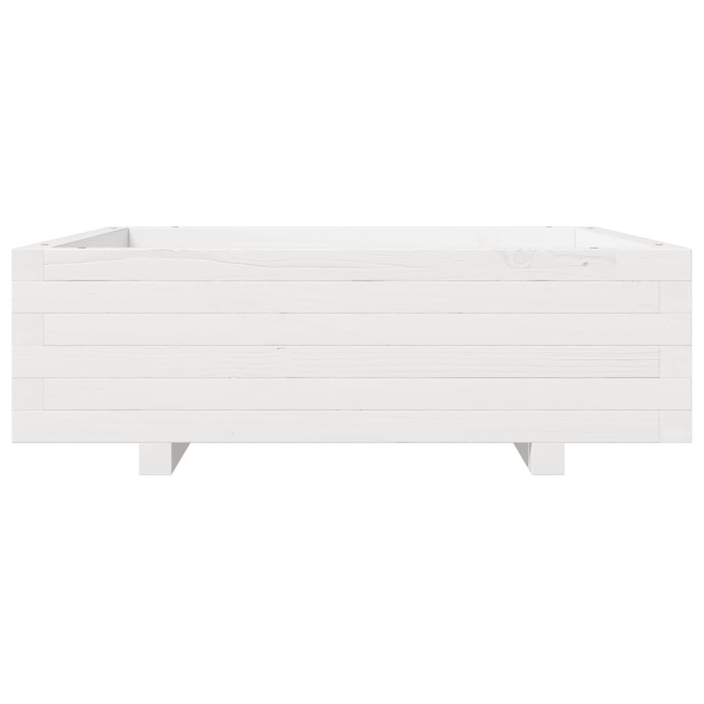 vidaXL Garden Planter White 80x80x26,5 cm Solid Wood Pine