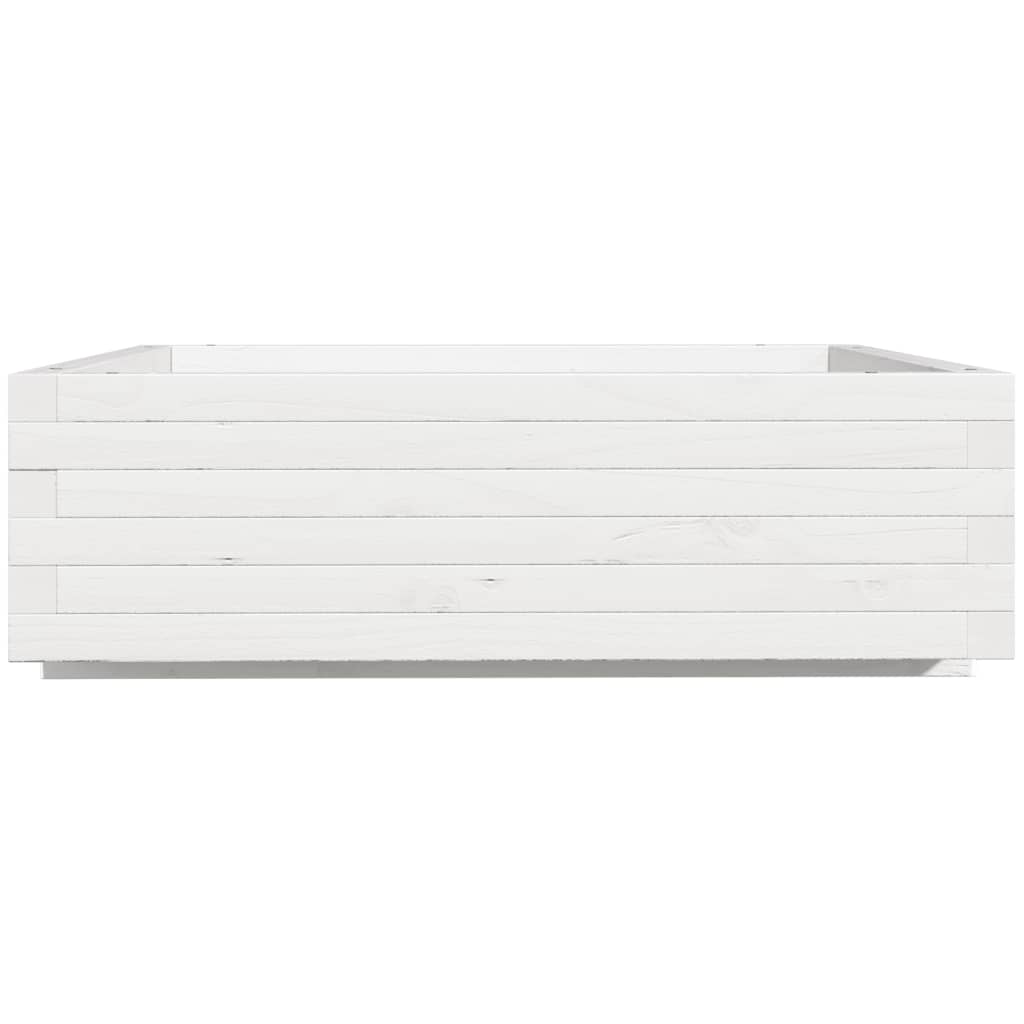 vidaXL Garden Planter White 80x80x26,5 cm Solid Wood Pine