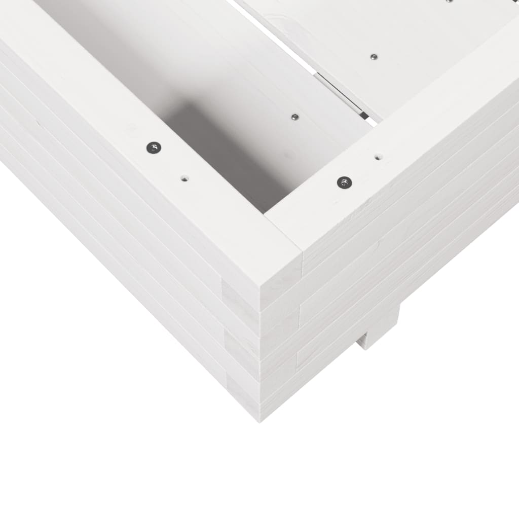 vidaXL Garden Planter White 80x80x26,5 cm Solid Wood Pine