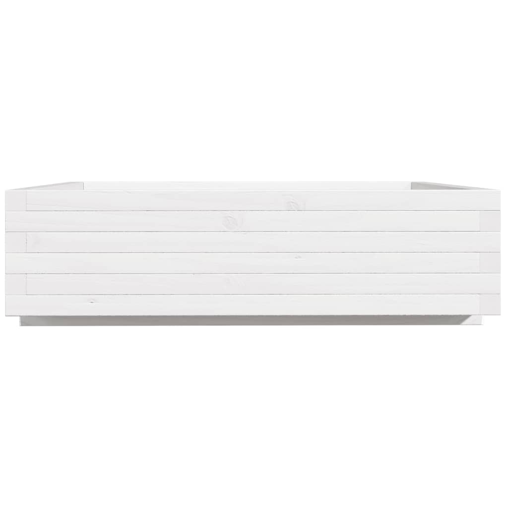 vidaXL Garden Planter White 90x90x26.5 cm Solid Wood Pine