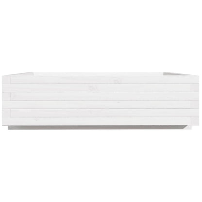 vidaXL Garden Planter White 90x90x26.5 cm Solid Wood Pine