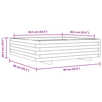 vidaXL Garden Planter White 90x90x26.5 cm Solid Wood Pine
