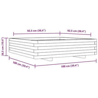 vidaXL Garden Planter 100x100x26.5 cm Solid Wood Pine