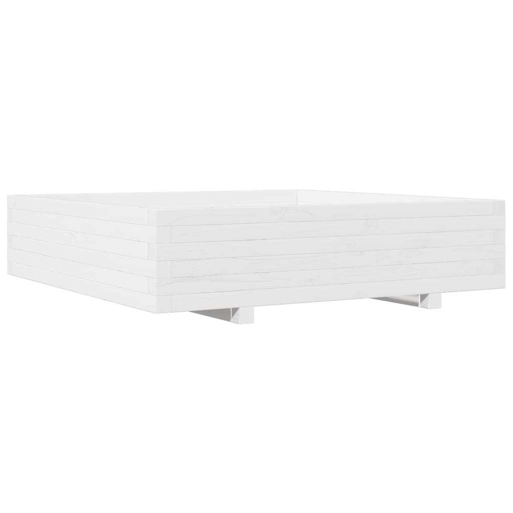 vidaXL Garden Planter White 100x100x26.5 cm Solid Wood Pine