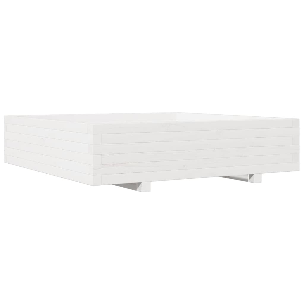 vidaXL Garden Planter White 100x100x26.5 cm Solid Wood Pine