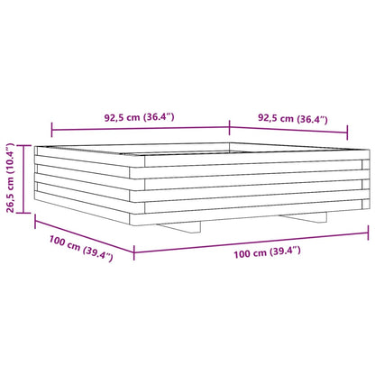 vidaXL Garden Planter White 100x100x26.5 cm Solid Wood Pine