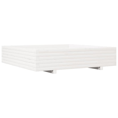vidaXL Garden Planter White 110x110x26,5 cm Solid Wood Pine